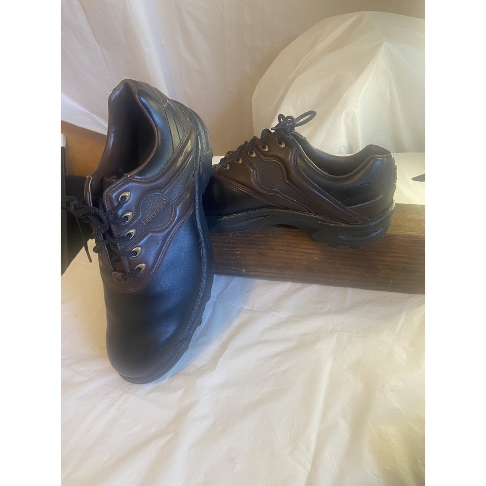 Men's FootJoy Greenjoy Black & Brown Tennis Shoe Style Golf Spike Shoes